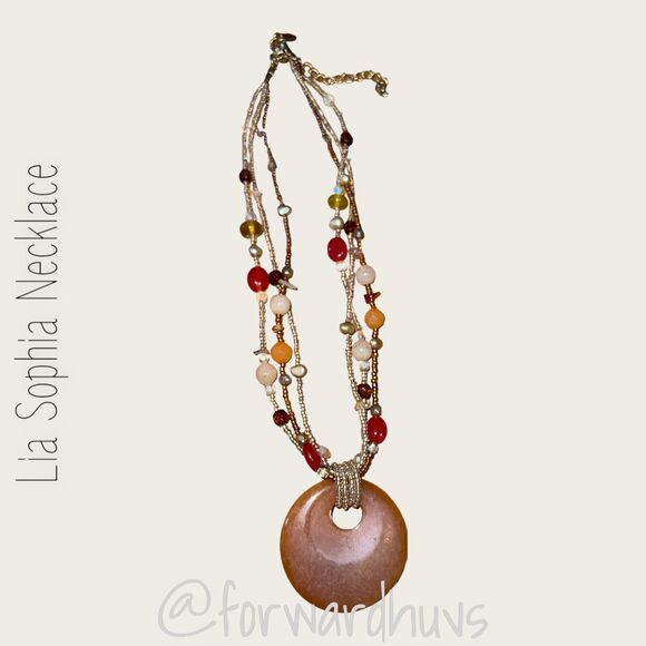 Lia Sophia Large Pendant Beaded Necklace - Picture 5 of 7